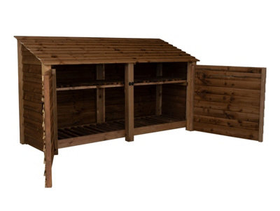 Arbor Garden Solutions Wooden Log Store With Door And Kindling Shelf W-227CmH-126CmD-88CmBrown Finish from B&Q