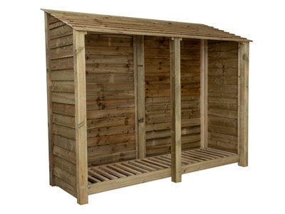 Arbor Garden Solutions Wooden Log Store W-227CmH-180CmD-88CmNatural (Light Green) Finish from B&Q