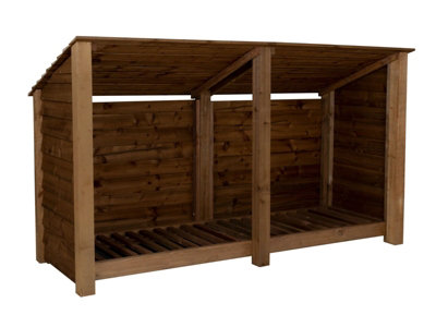 Arbor Garden Solutions Wooden Log Store (Roof Sloping Back) W-227CmH-126CmD-88CmBrown Finish from B&Q