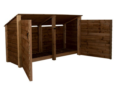 Arbor Garden Solutions Wooden Log Store (Roof Sloping Back) With Door W-227CmH-126CmD-88CmBrown Finish from B&Q
