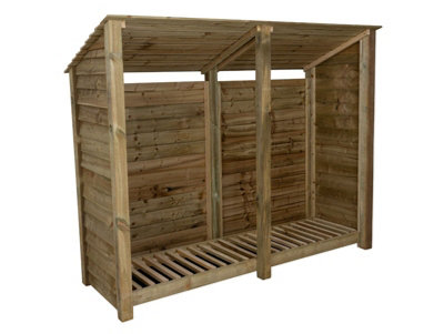 Arbor Garden Solutions Wooden Log Store (Roof Sloping Back) W-227CmH-180CmD-88CmNatural (Light Green) Finish from B&Q