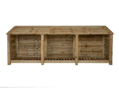 Arbor Garden Solutions Wooden Log Store W-335CmH-126CmD-88CmNatural (Light Green) Finish from B&Q