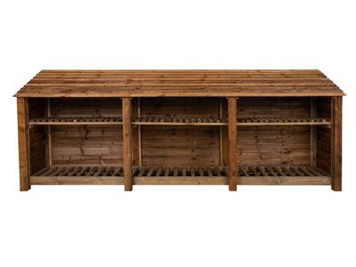Arbor Garden Solutions Wooden Log Store With Kindling Shelf W-335CmH-126CmD-88CmBrown Finish from B&Q