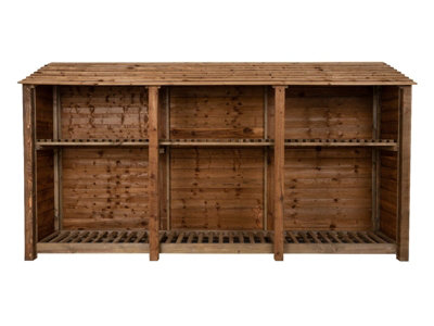 Arbor Garden Solutions Wooden Log Store With Kindling Shelf W-335CmH-180CmD-88CmBrown Finish from B&Q