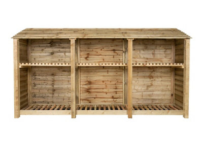 Arbor Garden Solutions Wooden Log Store With Kindling Shelf W-335CmH-180CmD-88CmNatural (Light Green) Finish from B&Q