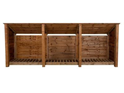 Arbor Garden Solutions Wooden Log Store (Roof Sloping Back) W-335CmH-126CmD-88CmBrown Finish from B&Q