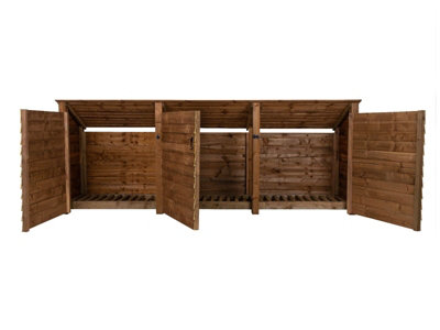 Arbor Garden Solutions Wooden Log Store (Roof Sloping Back) With Door W-335CmH-126CmD-88CmBrown Finish from B&Q