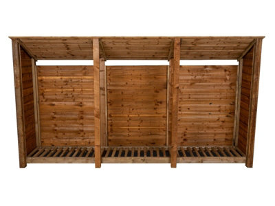 Arbor Garden Solutions Wooden Log Store (Roof Sloping Back) W-335CmH-180CmD-88CmBrown Finish from B&Q
