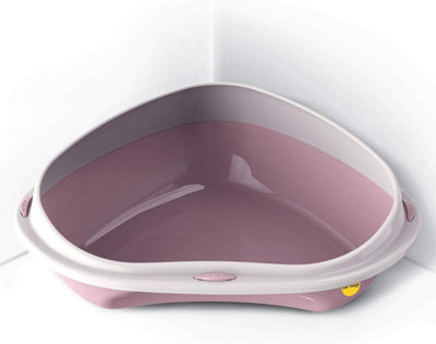 Cat Centre.Direct Cat Centre Large Corner Open Litter Tray With Detachable No-Spilling Rim Pink from B&Q