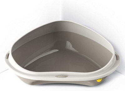 Cat Centre.Direct Cat Centre Jumbo Corner Open Litter Tray With Rim Grey from B&Q