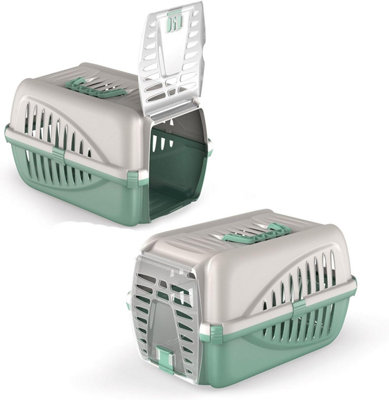 Cat Centre.Direct Cat Centre  Panzer Premium Pet Carrier Animal Transport Travel Cage Green from B&Q