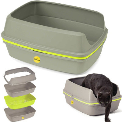Cat Centre.Direct Cat Centre Jumbo 57Cm Scoopless Grey Open Cat Litter Tray With High Sided Rim 57Cm from B&Q