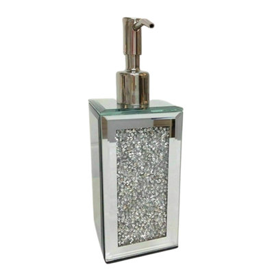 B&Q -  Crushed Crystal Diamond Mirrored Glass Soap Dispenser Pump
