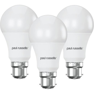 Paul Russells White A60 Led Gls B22 Bulb, 13W 100W Eq, 1521Lm, 4000K Cool Frosted, Non-Dimmable, 3 Pack Size 13