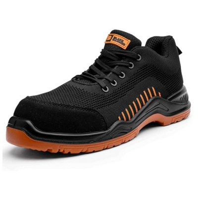 B&Q -  2222 Safety Trainers Mens Composite Toe Lightweight Professional Trainer Work Shoes S1P Src Black Orange (9 Uk)