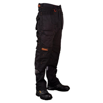 Black Hammer Phenomenal Mens Work Trousers Cargo Pants Triple Stitched With Cordura Stress Points And Knee Pad Pockets (40W / 29L)