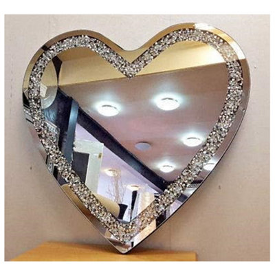 DEENZ Heart Shape Gatsby Crushed Diamond Crystal Wall Mirror 70X70 from B&Q