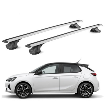 Green Valley Aerodynamic Roof Rack Wing Bars SilverFits Vauxhall Corsa F 2019+ Onwards from B&Q