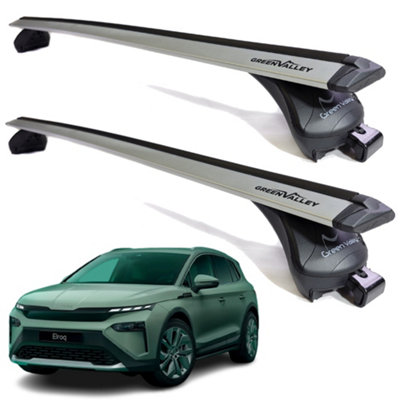 Green Valley Aerodynamic Roof Rack Wing Bars SilverSkoda Elroq 2024+ Onwards Flush Rails from B&Q