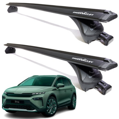 Green Valley Aerodynamic Roof Rack Wing Bars BlackSkoda Elroq 2024+ Onwards Flush Rails from B&Q