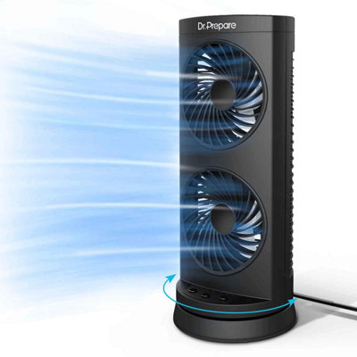 Dr. Prepare Desk Fan Tower Cooling Portable Oscillating 3-SpeedDual Air Circulation110 Oscillation3 TimersPersonal Table from B&Q