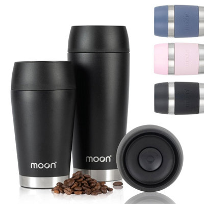 Moon 360 Travel MugsLeakproof Reusable Coffee Cup For Hot DrinksInsulated Stainless Steel Thermal MugFits Car Holders from B&Q