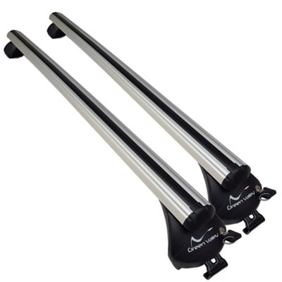Green Valley Aerodynamic Roof Rack Cross Bars Complete System For Vw Passat Estate 2015- Onwards Flush Rails from B&Q
