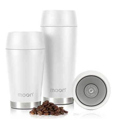 Moon 360 Travel MugsLeakproof Reusable Coffee Cup For Hot DrinksInsulated Stainless Steel Thermal MugFits Car Holders from B&Q