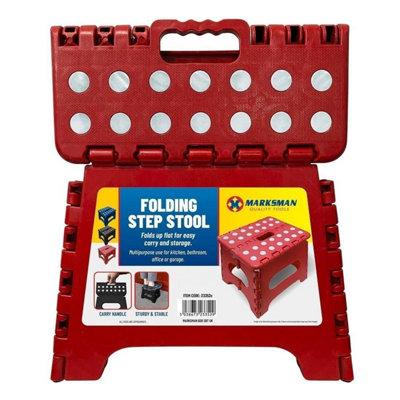 Heavy Duty Folding Step Stool Multi-Purpose Strong & Sturdy Kitchen Bath Toilet Red from B&Q