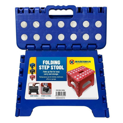 Heavy Duty Folding Step Stool Multi-Purpose Strong & Sturdy Kitchen Bath Toilet Blue from B&Q