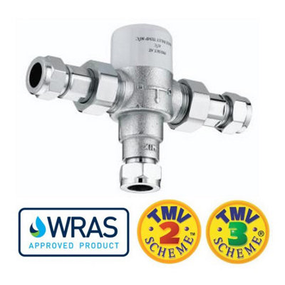 Buyaparcel Commercial Hot Water 22mm Tmv3 Thermostatic Blending Mixing Valve Under Sink from B&Q