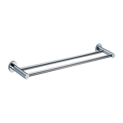 B&Q -  Wall Mounted Round Double Towel Bar Chrome