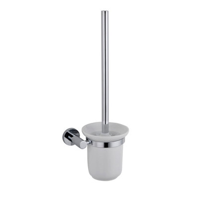 Nes Home Round Wall Mounted Toilet Brush Holder Chrome - Image 4