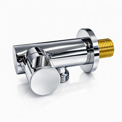 Nes Home Round Brass Wall Mounted Union Outlet Elbow Bracket Shower Handset Holder from B&Q
