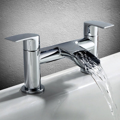 B&Q -  Virgo Waterfall Bathroom Tap Bath Filler Chrome Modern Design Solid Brass