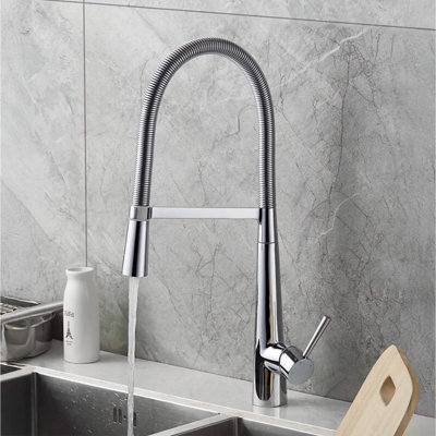 B&Q -  Modern Kitchen Sink Pull Down Spray Spring Spout Single Lever Mixer Tap