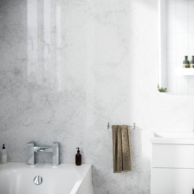 Nes Home Pvc Cladding Shower Panel 2400 X 1000 X 10mm Grey Marble from B&Q
