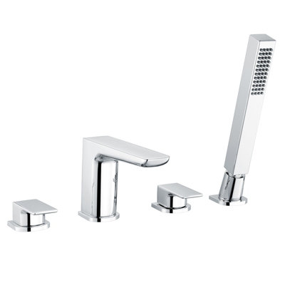 Nes Home Designer Chrome Bath Filler Hot & Cold Taps With Shower Handset 4 Tap Hole Mixer from B&Q