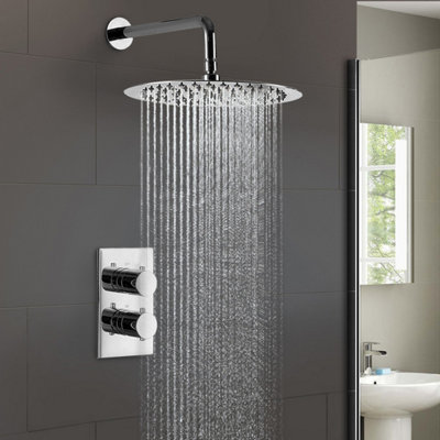 Lily Slim 2 Dial 1 Way Concealed Thermostatic Shower Mixer And Overhead from B&Q