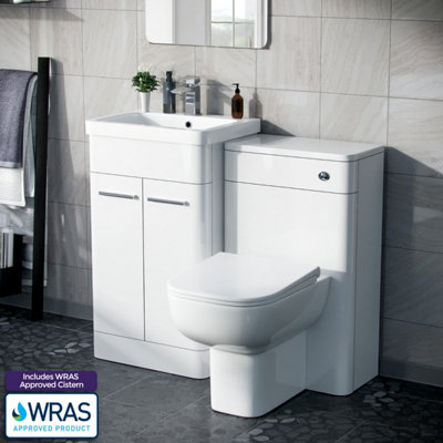 Nes Home Afern 500mm Vanity Basin UnitWc Unit & Debra Rimless Back To Wall Toilet White from B&Q