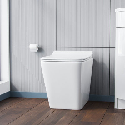 B&Q -  Inton Square Back To Wall Rimless Toilet Pan + Soft Close Seat