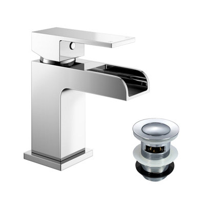 Nes Home Waterfall Basin Mono Mixer Tap - Silver - Brass - Image 5
