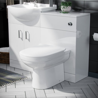 Nes Home Ellen 550mm Flat Pack Vanity Basin UnitWc UnitElso Back To Wall ToiletMono Mixer & Wate White from B&Q