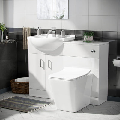 B&Q -  Ellen 550mm Vanity Basin UnitWc Unit & Elora Back To Wall Toilet White