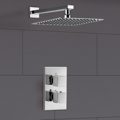 Lotus Square Rain Shower Head With Concealed Thermostatic Mixer Tap from B&Q