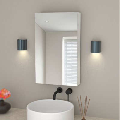 Nes Home Bathroom Mirror Cabinet With Shelf Storage 400mm Cupboard Vertically from B&Q