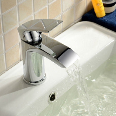 B&Q -  Vago Modern Waterfall Cloakroom Basin Chrome Mono Mixer Tap