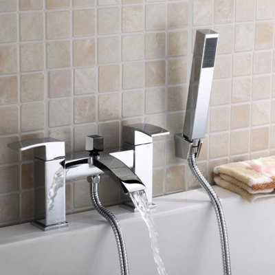 Nes Home Modern Waterfall Bath Filler Shower Mixer Tap Bathroom Deck Mounted Faucet Arke from B&Q