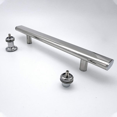 Square Stainless Steel 195 mm Shower Door Handle 145 mm Hole To Hole Centre from B&Q