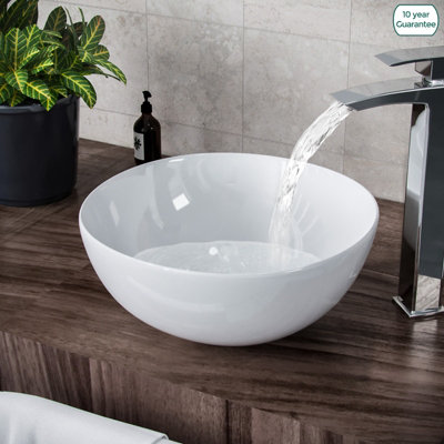Nes Home Cloakroom 320mm Round Countertop Basin White from B&Q